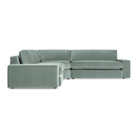 Esker L Sectional Sofa in Breezy Blue Velvet - Angle 4