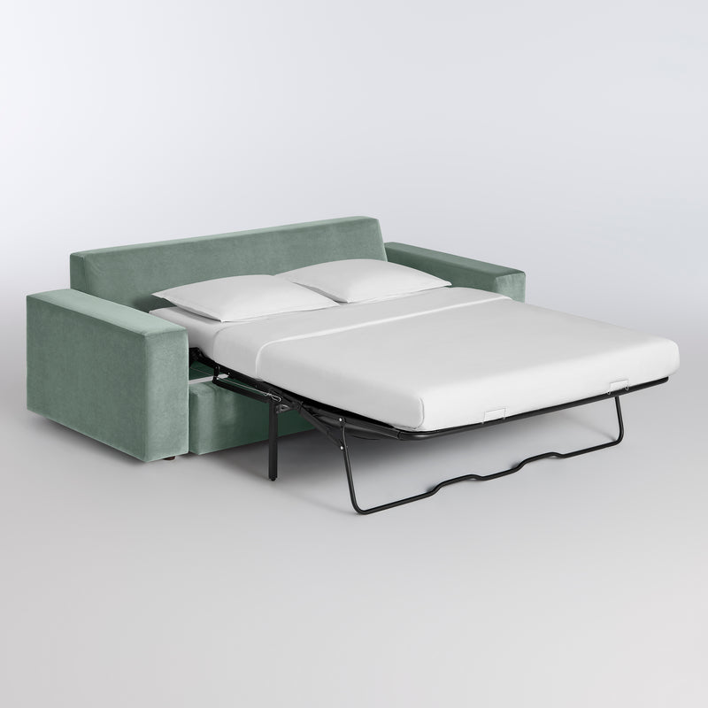 Esker Sleeper Sofa in Breezy Blue Velvet - Angle 2