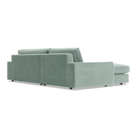 Esker Sofa with Chaise in Breezy Blue Velvet - Angle 5