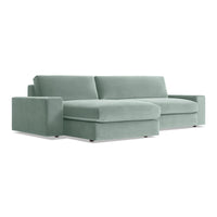 Esker Sofa with Chaise in Breezy Blue Velvet - Angle 2