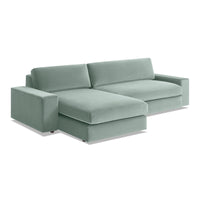 Esker Sofa with Chaise in Breezy Blue Velvet - Angle 3