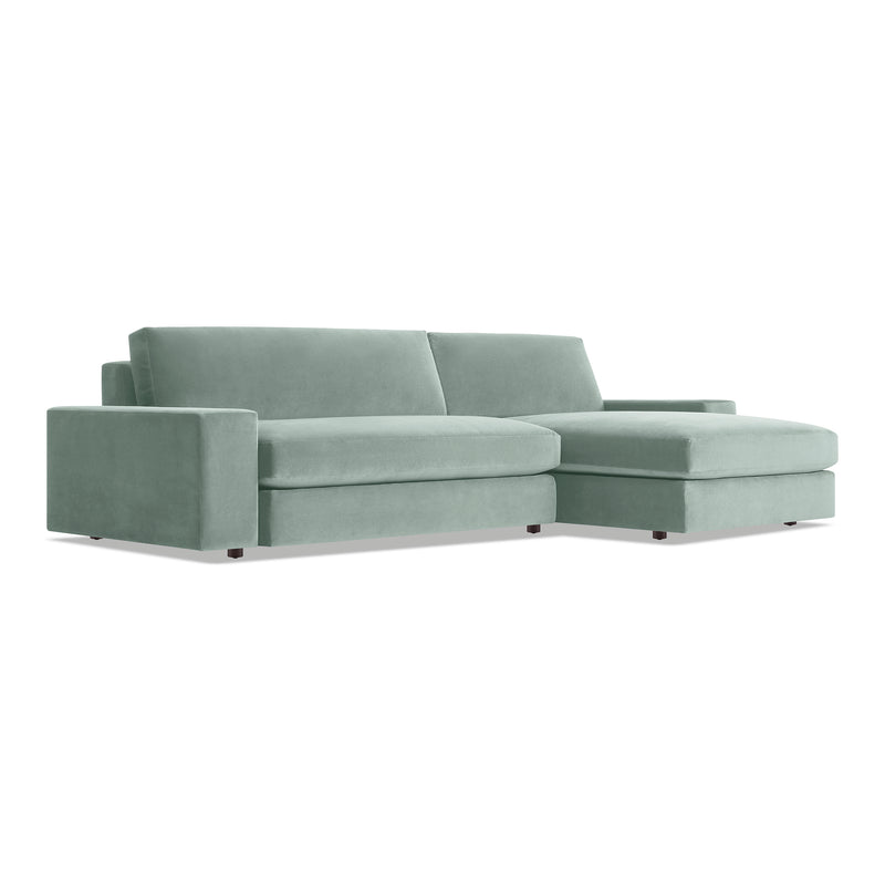 Esker Sofa with Chaise in Breezy Blue Velvet