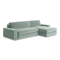 Esker Sofa with Chaise in Breezy Blue Velvet - Angle 3