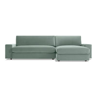 Esker Sofa with Chaise in Breezy Blue Velvet - Angle 1