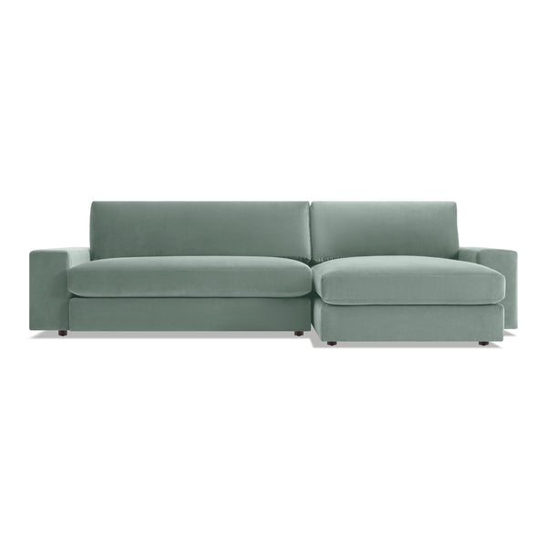 Esker Sofa with Chaise in Breezy Blue Velvet - Angle 1