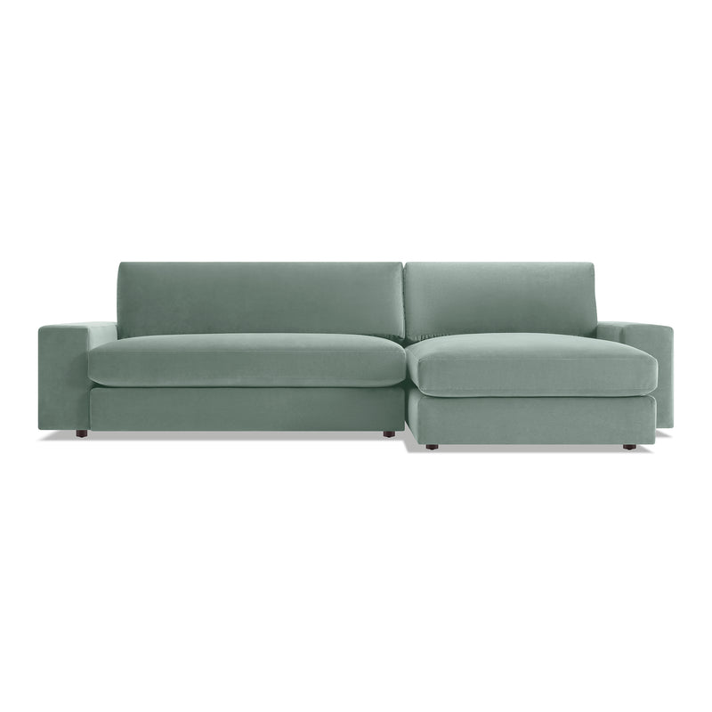 Esker Sofa with Chaise in Breezy Blue Velvet