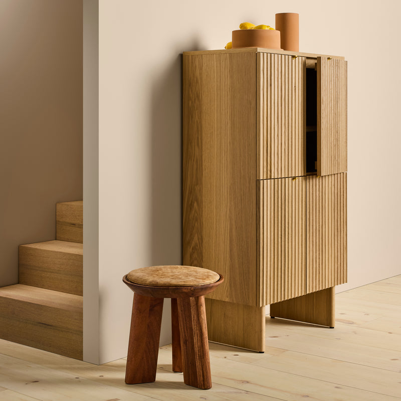 Mimi Stool in Slate Leather