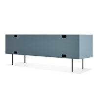 Fable 2 Door / 2 Drawer Console in Grey Blue on Ash / Grey Blue Leather - Angle 9