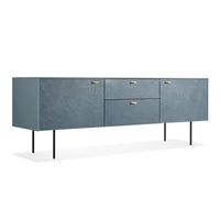 Fable 2 Door / 2 Drawer Console in Grey Blue on Ash / Grey Blue Leather - Angle 6