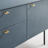Fable 2 Door / 2 Drawer Console in Grey Blue on Ash / Grey Blue Leather - Angle 4