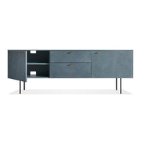 Fable 2 Door / 2 Drawer Console in Grey Blue on Ash / Grey Blue Leather - Angle 5