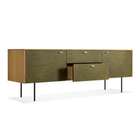 Fable 2 Door / 2 Drawer Console in White Oak / Olive Leather - Angle 6