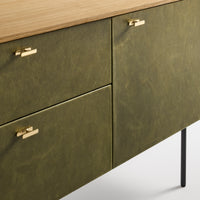 Fable 2 Door / 2 Drawer Console in White Oak / Olive Leather - Angle 3