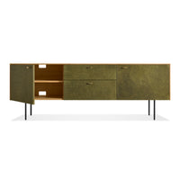 Fable 2 Door / 2 Drawer Console in White Oak / Olive Leather - Angle 4