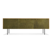 Fable 2 Door / 2 Drawer Console in White Oak / Olive Leather - Angle 1
