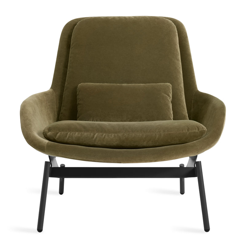 Field Lounge Chair in Moss Velvet - Angle 1