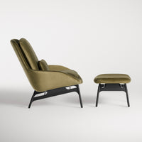 Field Lounge Chair in Moss Velvet - Angle 14