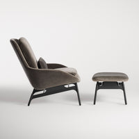 Field Lounge Chair in Storm Velvet - Angle 13