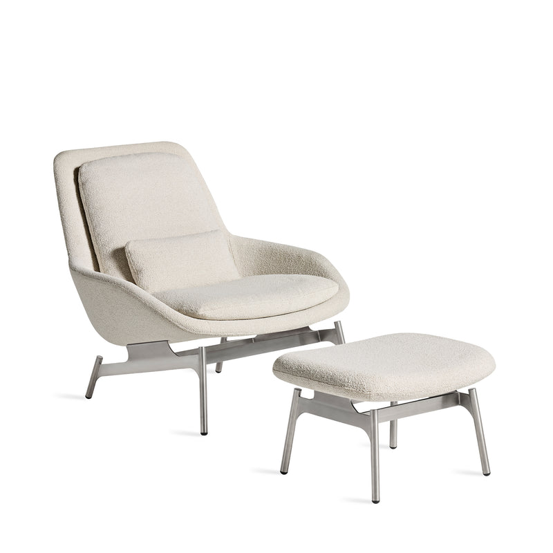 Field Lounge Chair and Ottoman Set in Vos Bone - Angle 1