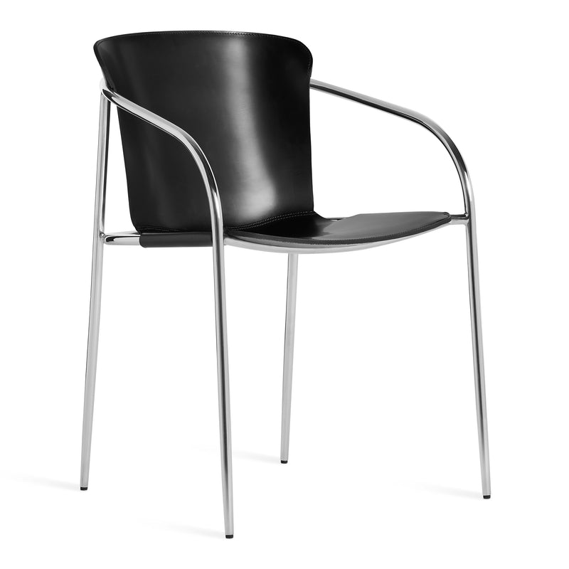 Farrier Dining Chair in Black Leather - Angle 1