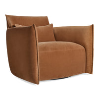 Oft Swivel Lounge Chair in Copper Velvet - Angle 4