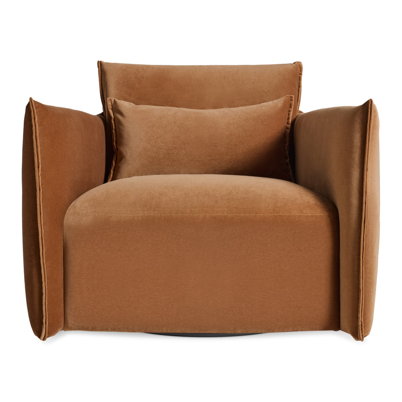 Oft Swivel Lounge Chair in Copper Velvet - Angle 1