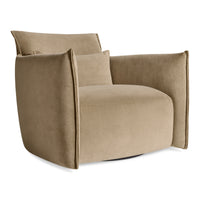 Oft Swivel Lounge Chair in Otter Velvet - Angle 4