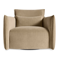 Oft Swivel Lounge Chair in Otter Velvet - Angle 1