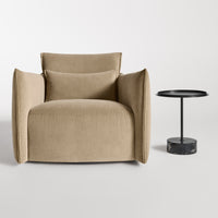 Oft Swivel Lounge Chair in Otter Velvet - Angle 3