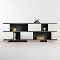 Happy Day Shelving 3 Shelf in Walnut / Oblivion - Angle 7