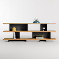 Happy Day Shelving 3 Shelf in White Oak / Oblivion - Angle 7
