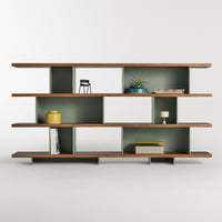 Happy Day Shelving 4 Shelf in Walnut / Grey Green - Angle 9
