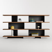 Happy Day Shelving 4 Shelf in Walnut / Oblivion - Angle 9