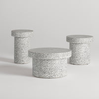 Hunky Dory Tall Side Table in White Terrazzo - Angle 7