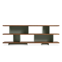 Happy Day Shelving 3 Shelf in Walnut / Grey Green - Angle 1