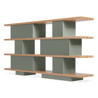 Happy Day Shelving 4 Shelf in White Oak / Grey Green - Angle 7