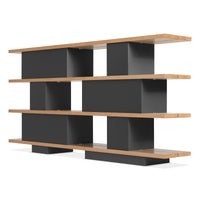 Happy Day Shelving 4 Shelf in White Oak / Oblivion - Angle 7