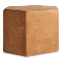 Hecks Ottoman in Camel Leather - Angle 4