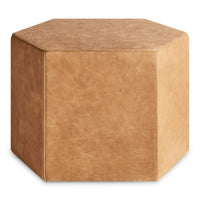 Hecks Ottoman in Camel Leather - Angle 2