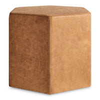 Hecks Ottoman in Camel Leather - Angle 5