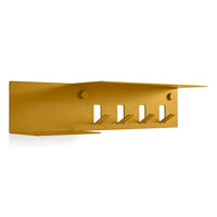 Hall Pass Wall Shelf with Hooks in Mustard - Angle 2