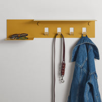 Hall Pass Wall Shelf with Hooks in Mustard - Angle 6