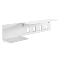 Hall Pass Wall Shelf with Hooks in White - Angle 4
