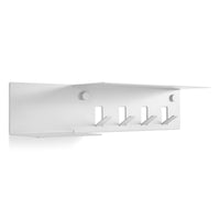 Hall Pass Wall Shelf with Hooks in White - Angle 3
