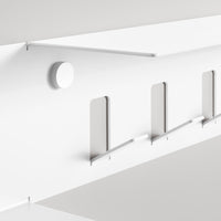 Hall Pass Wall Shelf with Hooks in White - Angle 6