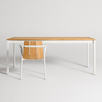 Hold Tight 76" Outdoor Dining Table in Teak / White - Angle 2