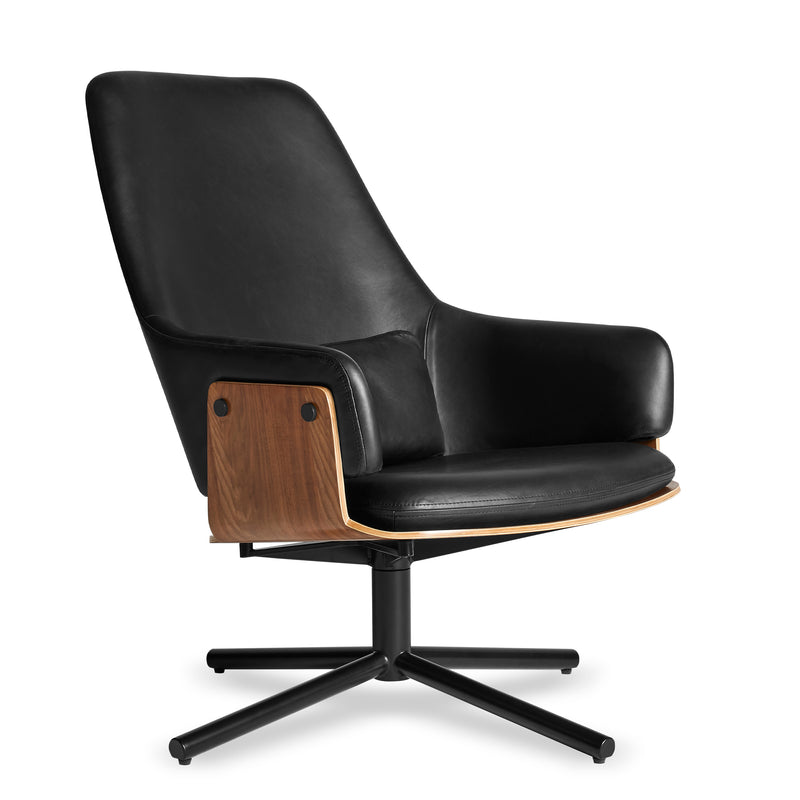 Lock Lounge Chair in Onyx Leather - Angle 2