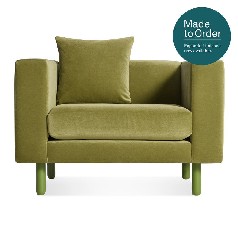 Mono Lounge Chair in Loden Green Velvet - Angle 1