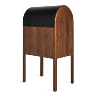 Nightcap Bar Cabinet in Walnut / Caviar Leather - Angle 7
