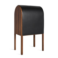 Nightcap Bar Cabinet in Walnut / Caviar Leather - Angle 5
